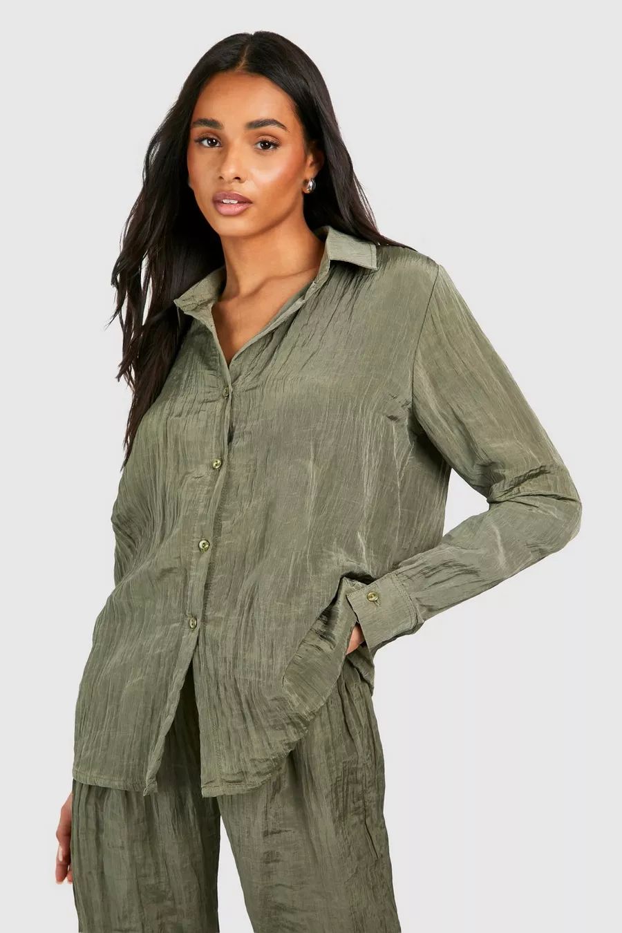 Tall Woven Textured Collared Shirt | boohoo (US & Canada)