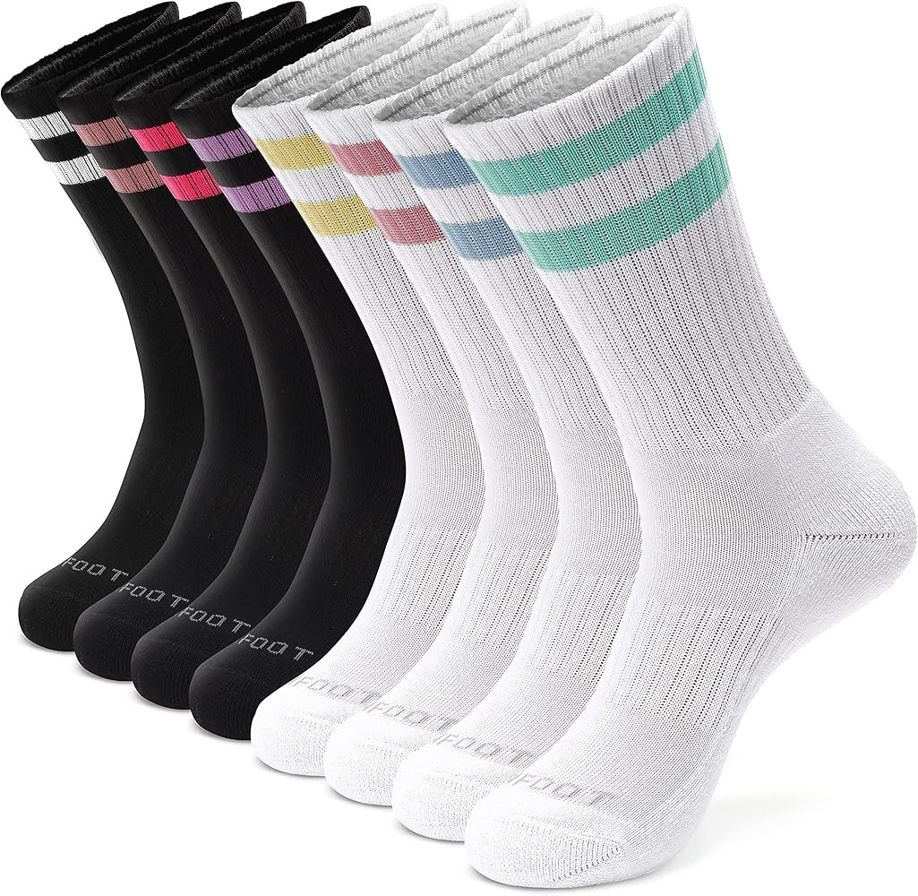 MONFOOT Women's and Men's 4-8 Pairs Athletic Cushion Crew Socks, multipack | Amazon (US)