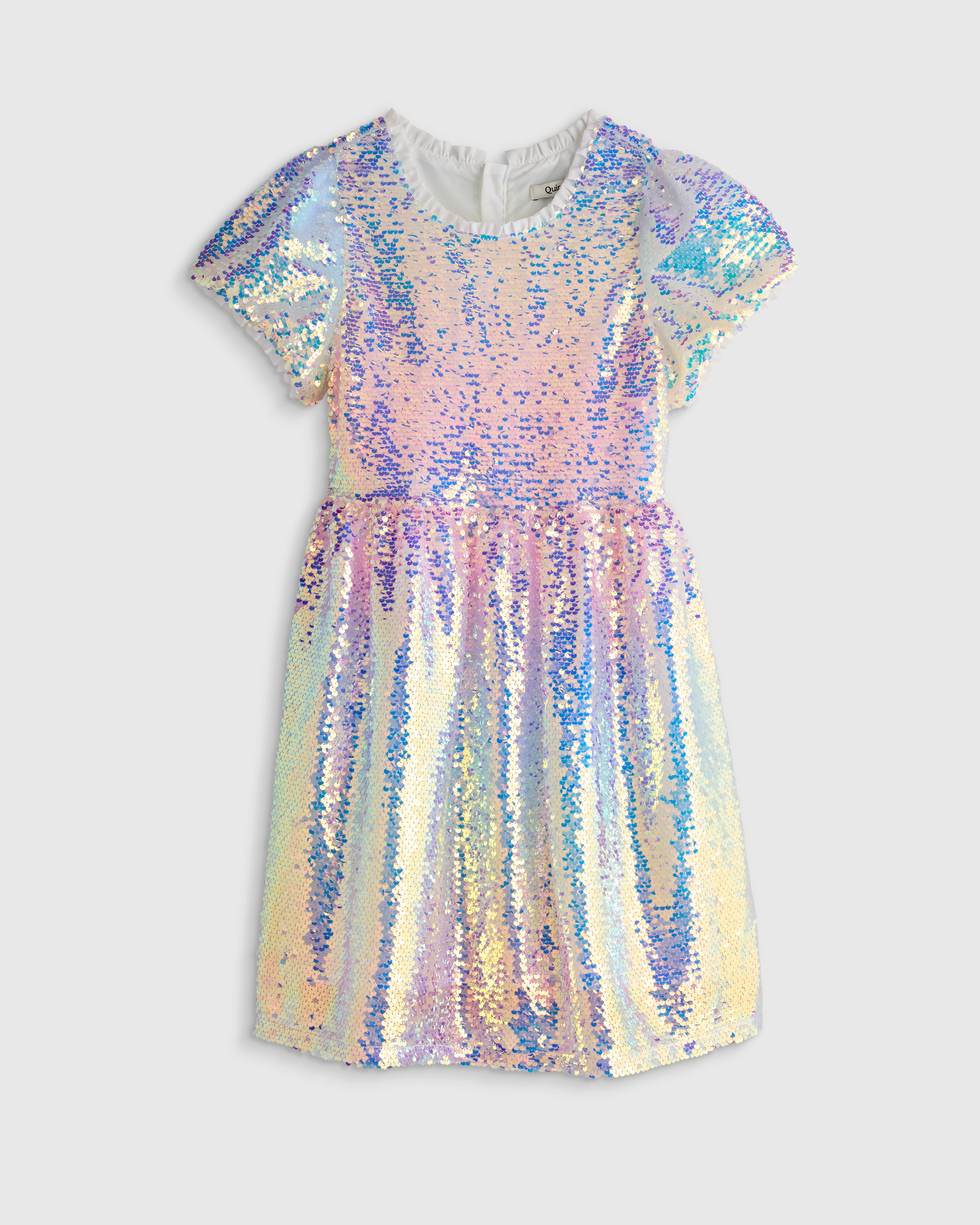 Quince | Sequin Flutter Sleeve Dress in Rainbow Sequins, Size 7 | Quince
