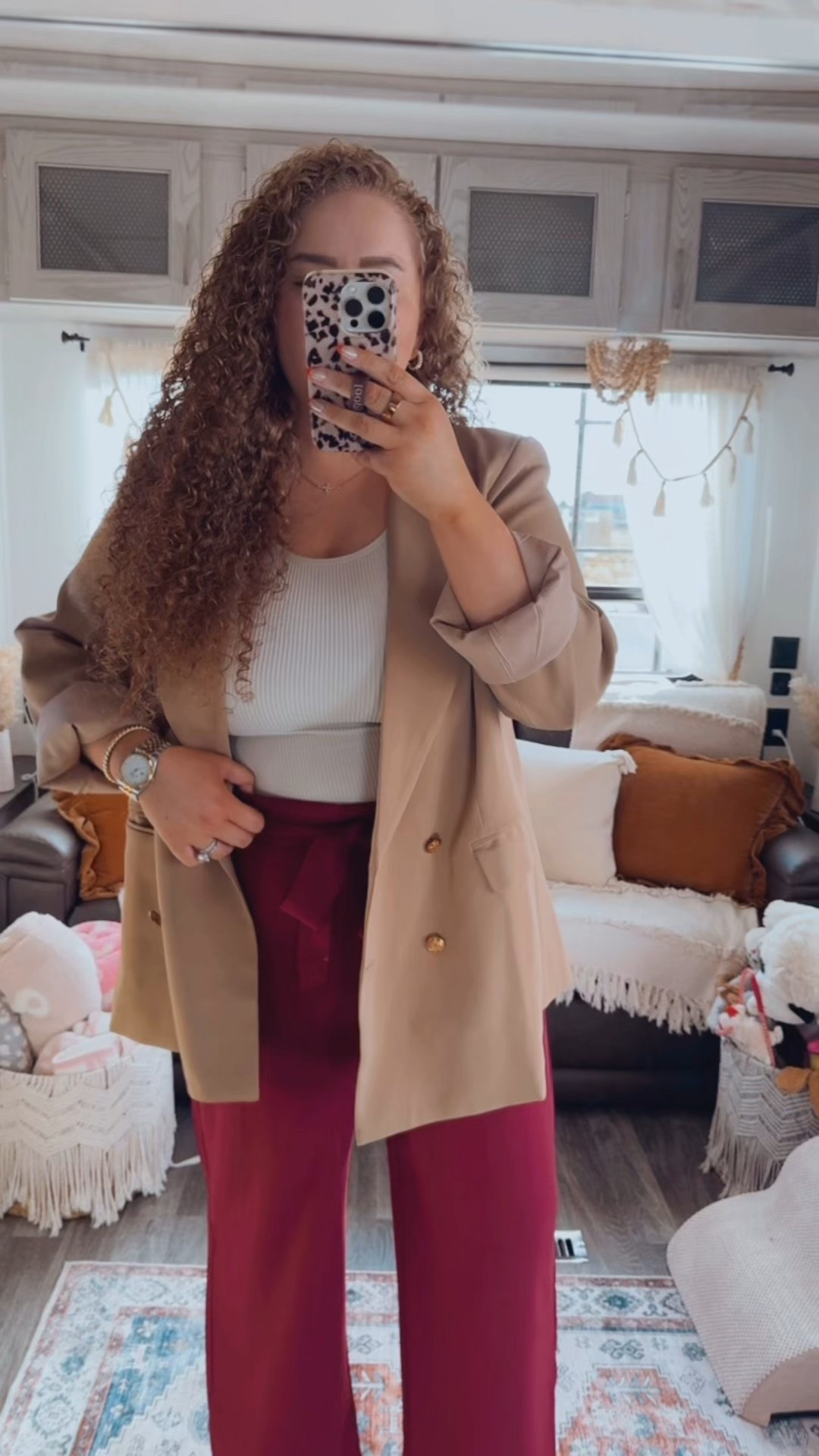 A little sparkle and a little holiday polish ✨ This combo feels so elevated without trying too hard🥰 Perfect for dinners, events, office parties, or anything dressy on your December calendar.👏 red palazzo pants | berry palazzo pants | amazon palazzo pants | wide leg dress pants | cream tank top | amazon tank top | khaki blazer | amazon blazer | neutral blazer outfit | sparkly slingback heels | rhinestone heels | amazon sparkly heels | dressy holiday outfit | holiday event outfit | christmas party outfit | office holiday party outfit | holiday office outfit | christmas dinner outfit | festive outfit idea | classy holiday outfit | elegant christmas outfit | red and neutral holiday outfit | winter event style | polished holiday look | seasonal outfit inspo | holiday chic outfit | dressy winter outfit | amazon holiday outfit | elevated festive style

#LTKootd #LTKdayinmylife #LTKgrwm