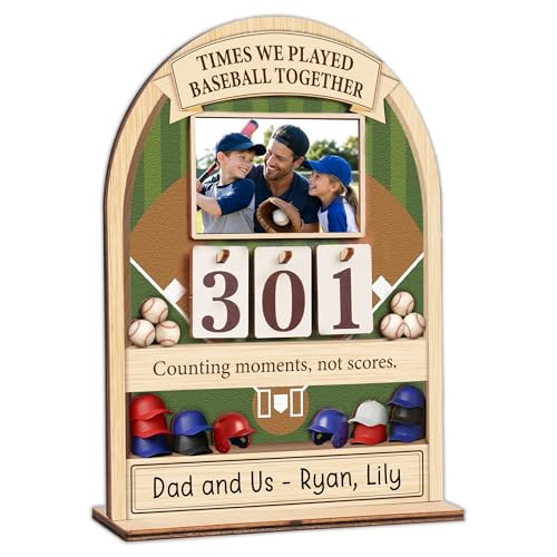 Personalized Baseball Memory Counter Sign with Photo Frame, Wooden Baseball Dad Gift from Son, Daughter, Kids, Unique for Dad, Grandpa, Gifts for Baseballs Dads, Home Decor | Amazon (US)