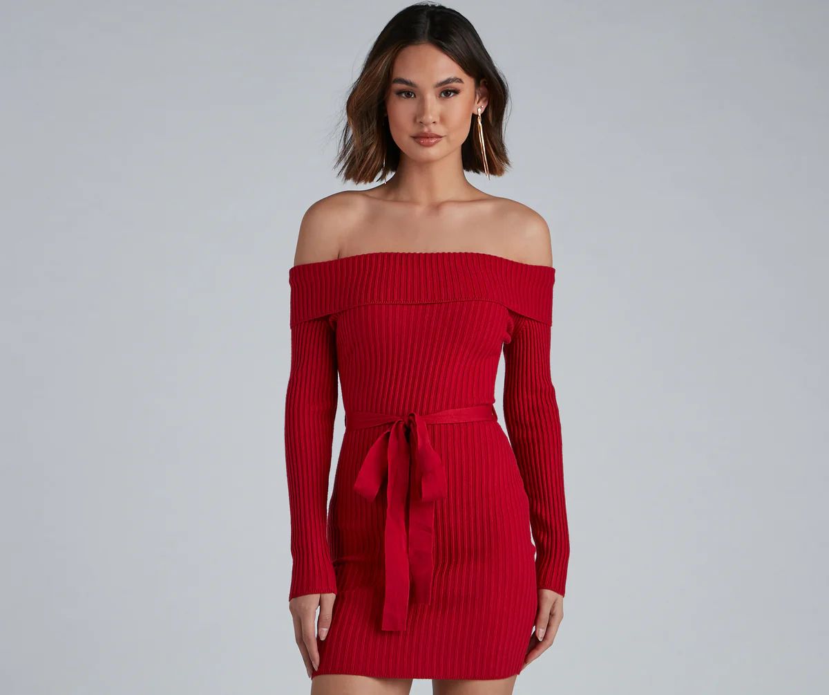 Wrap Me In Glam Ribbed Mini Dress | Windsor Stores
