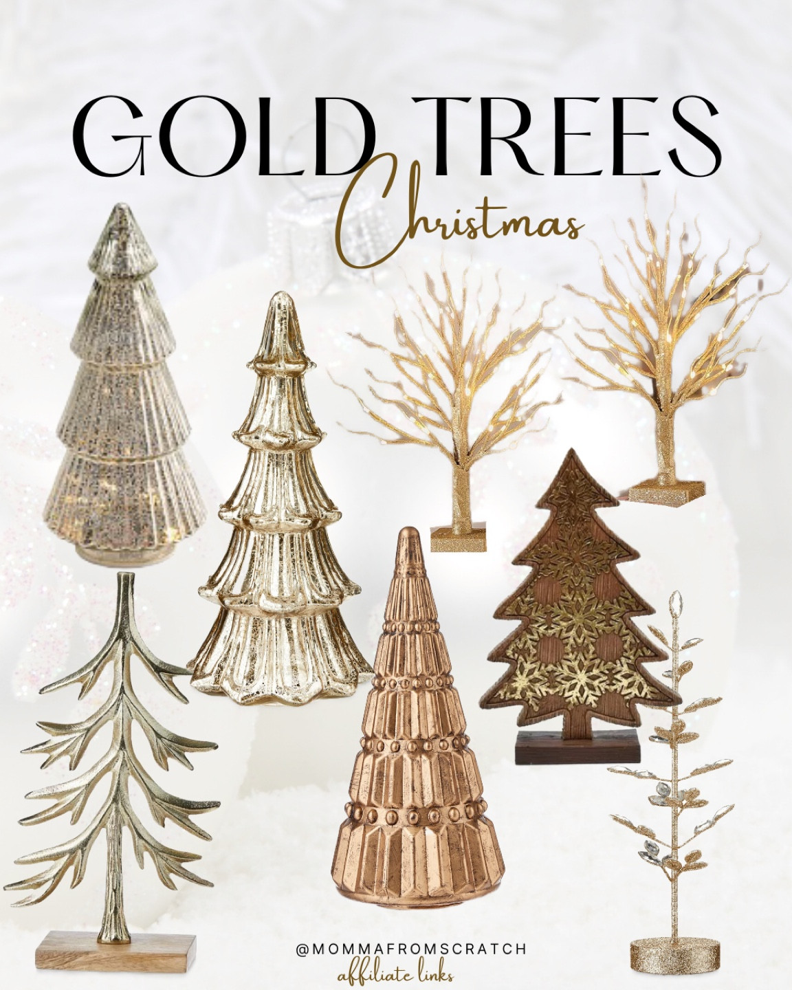 Gold Christmas tree decor, table top Christmas trees, Christmas shelf decor, Walmart Christmas decor