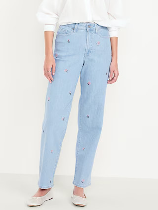 High-Waisted OG Loose Embroidered Jeans | Old Navy (US)