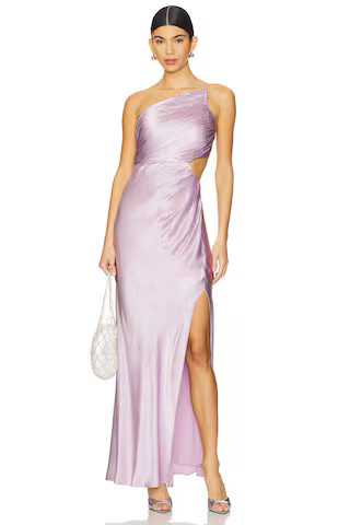 La Lune Asymmetrical Gathered Maxi Dress in Lilac | Revolve Clothing (Global)