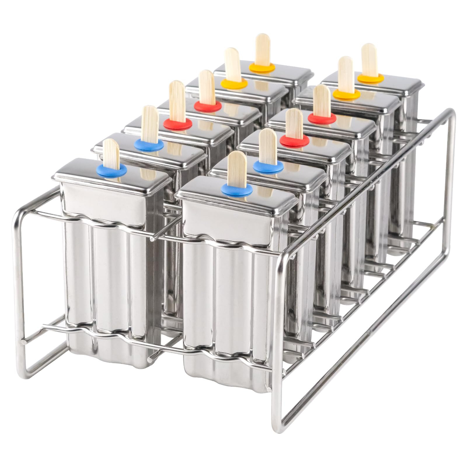Stainless Steel Popsicle Molds, Set of 12 Ice Cream Maker, Ice Pop Molds With Holder, Metal Reusa... | Amazon (US)