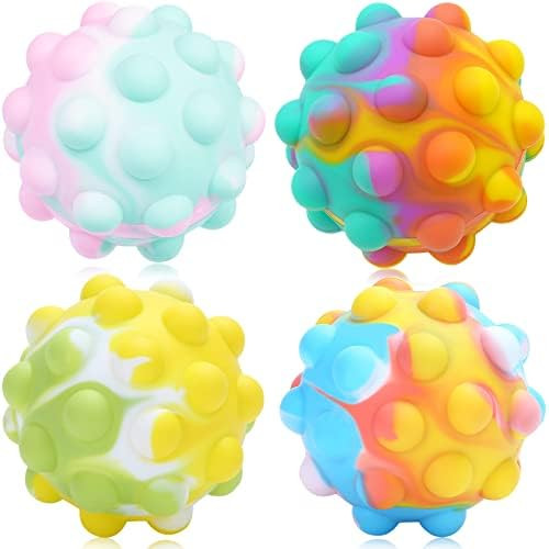 (4 Pcs) Pop Its Fidget Toys，Pop It Balls Bubble Pop Popping Sensory Toy，Anxiety Relief Finger... | Amazon (US)
