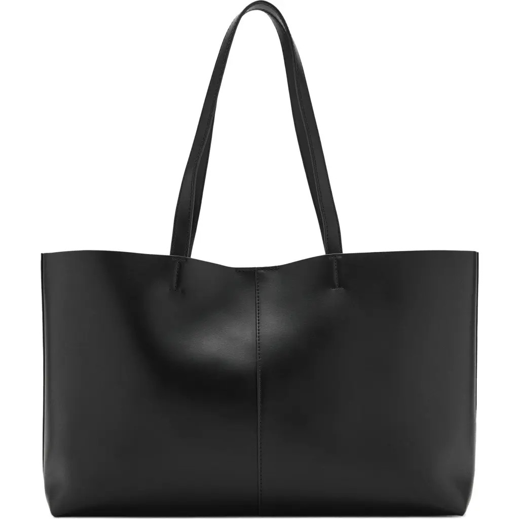 MANGO Faux Leather Shopper Tote in Black at Nordstrom | Nordstrom