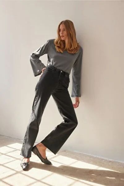 Trendyol Collection Jeans - Schwarz - Wide Leg Fast ausverkauft | Trendyol DE