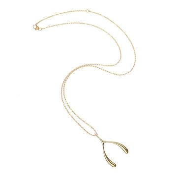Lucky Gold Wishbone Pendant | Jane Win