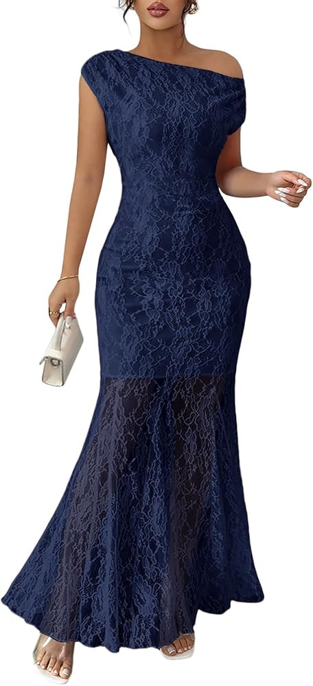 MITILLY Formal 2026 Summer Wedding Guest Dress for Women One Shoulder Bodycon Mesh Cocktail Maxi ... | Amazon (US)