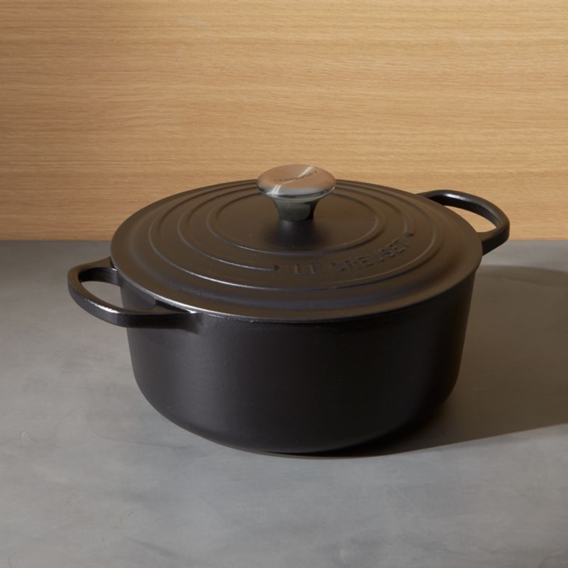 Le Creuset Signature 5.5-Qt. Round Licorice Black Enameled Cast Iron Dutch Oven with Lid + Review... | Crate & Barrel