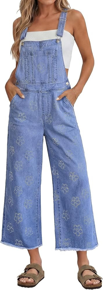luvamia Denim Overalls for Women Wide Leg Capri Jean Jumpsuit Loose Fit Summer Stretchy Bib Overa... | Amazon (US)