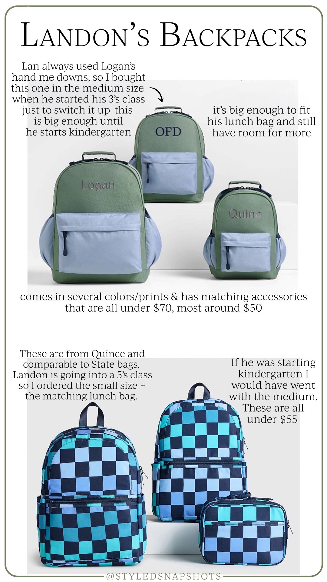 Backpacks we’ve used for Landon and loved. The small sizes work for daycare/camp ages, but I recommend the medium size for kindergarten and up

#LTKKids