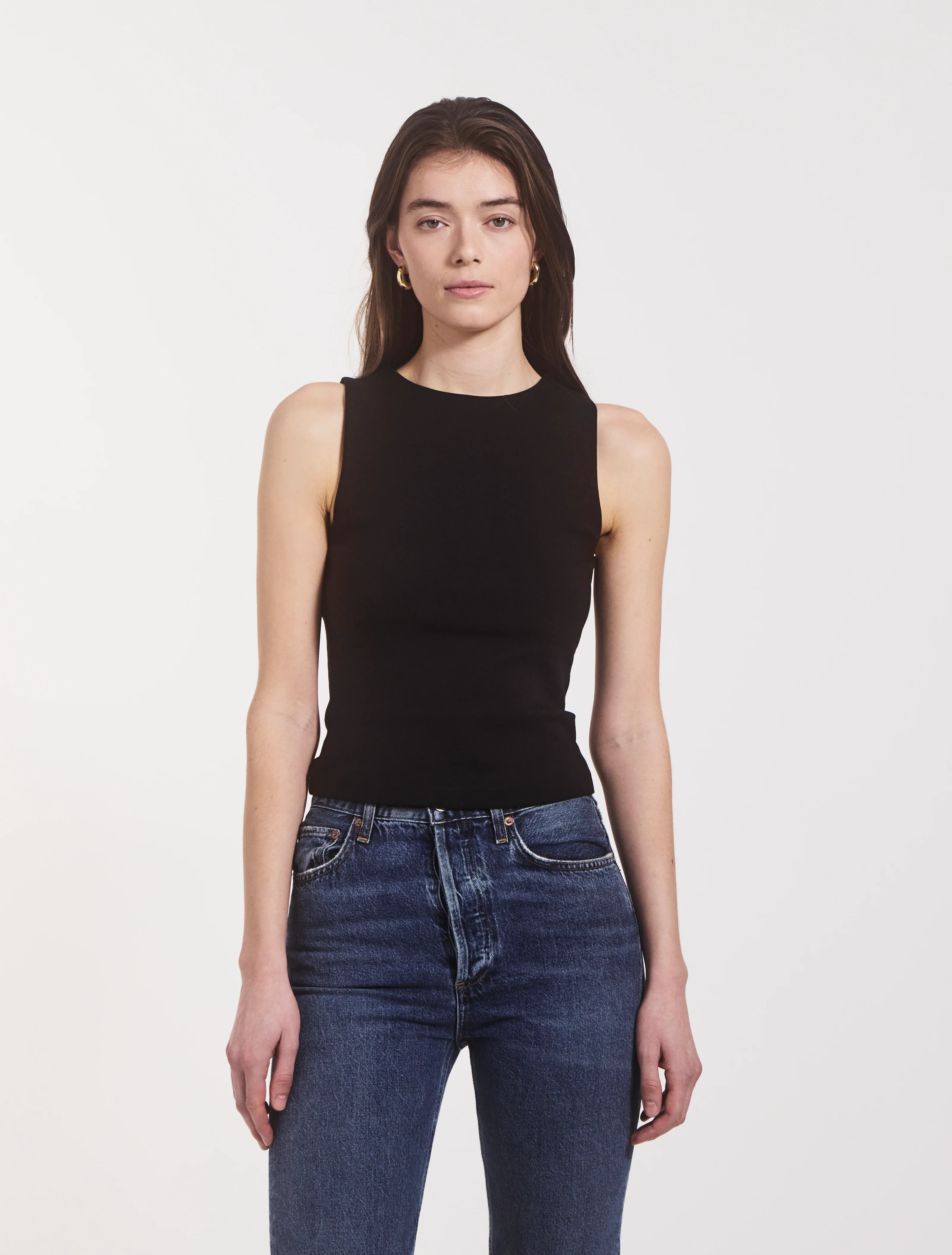 Maya Cropped Tank in Black | NinetyPercent