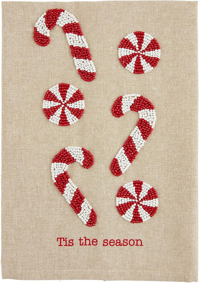 Mud Pie Christmas Bead Towel, Candy Cane, 21" x 14" | Amazon (US)