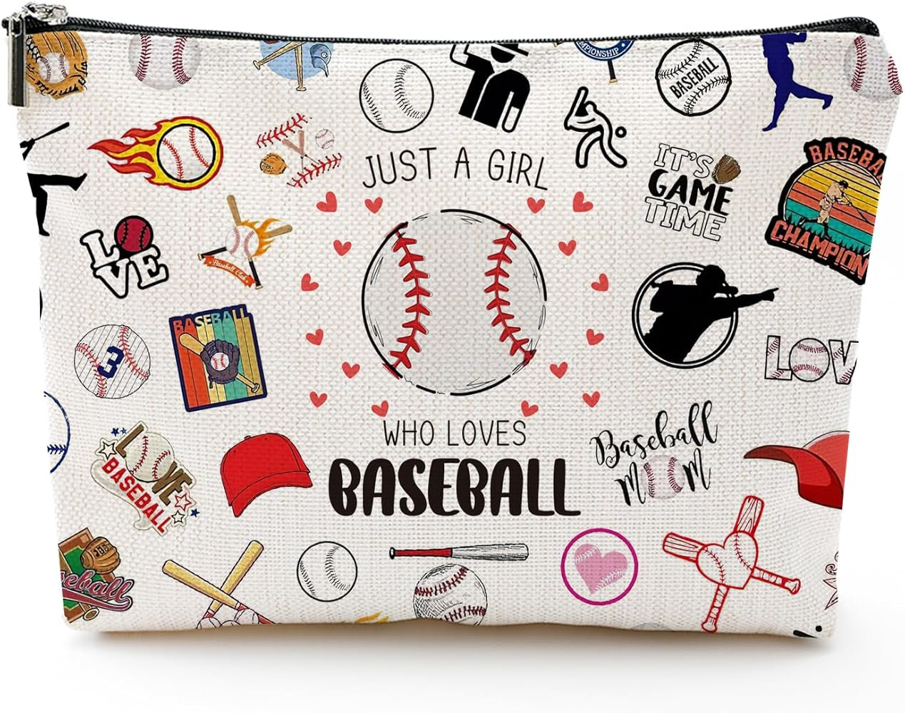 Baseball Makeup Bag Gifts Waterproof Cosmetic Bags Baseball Pouch Travel Toiletry Bag with Zipper... | Amazon (US)