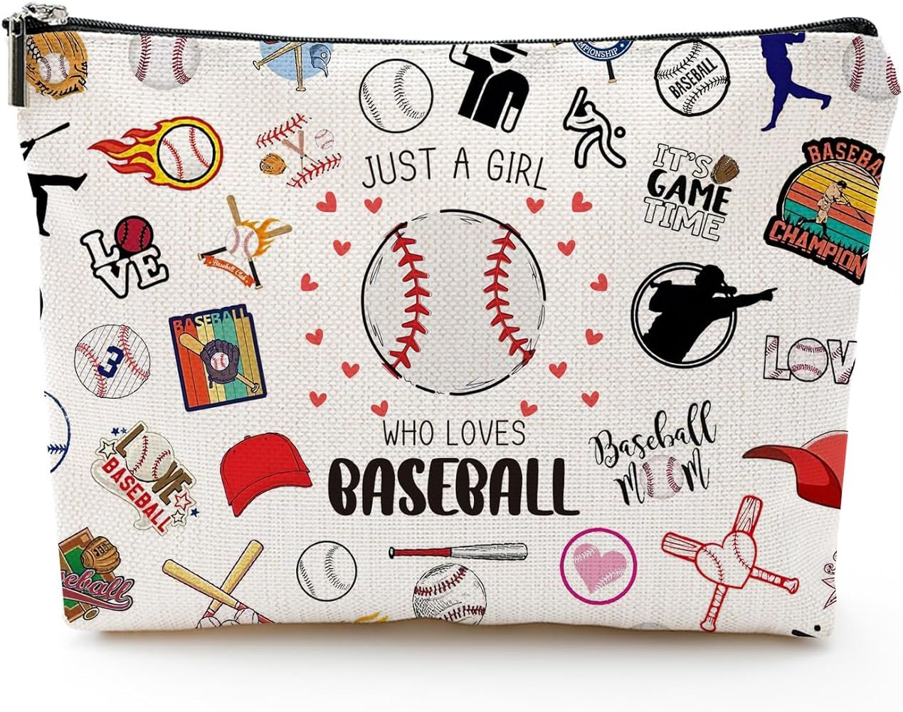 Baseball Makeup Bag Gifts Waterproof Cosmetic Bags Baseball Pouch Travel Toiletry Bag with Zipper... | Amazon (US)