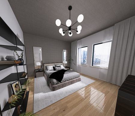 Virtual design of a moody bedroom - linked similar items in this post

Home decor, bedroom decor, bed, nightstand, chandelier, shelf, area rug, mirror, lamp, contemporary bedroom 

#LTKhome