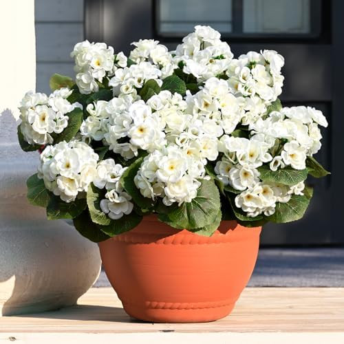 Waipfaru 6 Pcs Artificial Fake Flowers for Outdoors, Silk Geraniums White Flower, UV Resistant Ou... | Amazon (US)