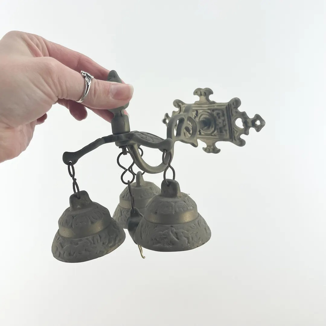 1960s Brass Bells On Hanger Wind Chime Elegant Brass Bell Set Aged Wind Chime Bell Collection Gar... | Etsy (US)