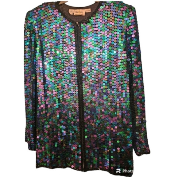 Oleg Cassini Vintage Sequins Lined top/jacket  Size L | Poshmark