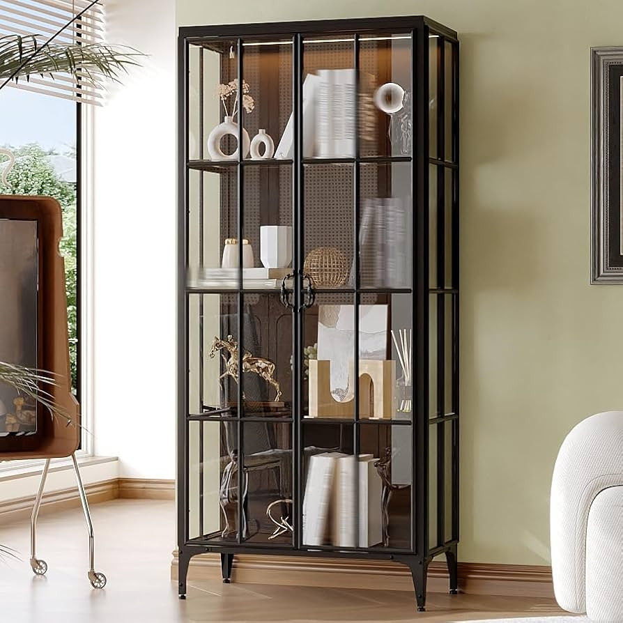 Timechee Glass Display Case Cabinet with Adjustable Light, 70.9" Tall Curio Display Storage Cabin... | Amazon (US)