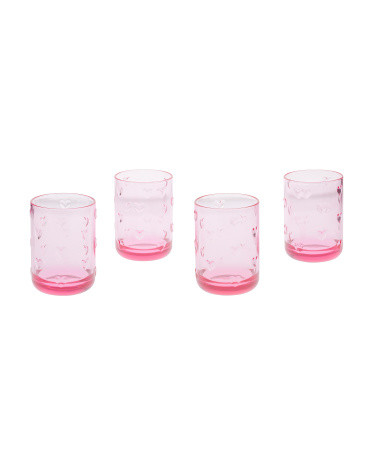 4pk Acrylic Sculpted Hearts Double Old Fashioned Glasses | TJ Maxx