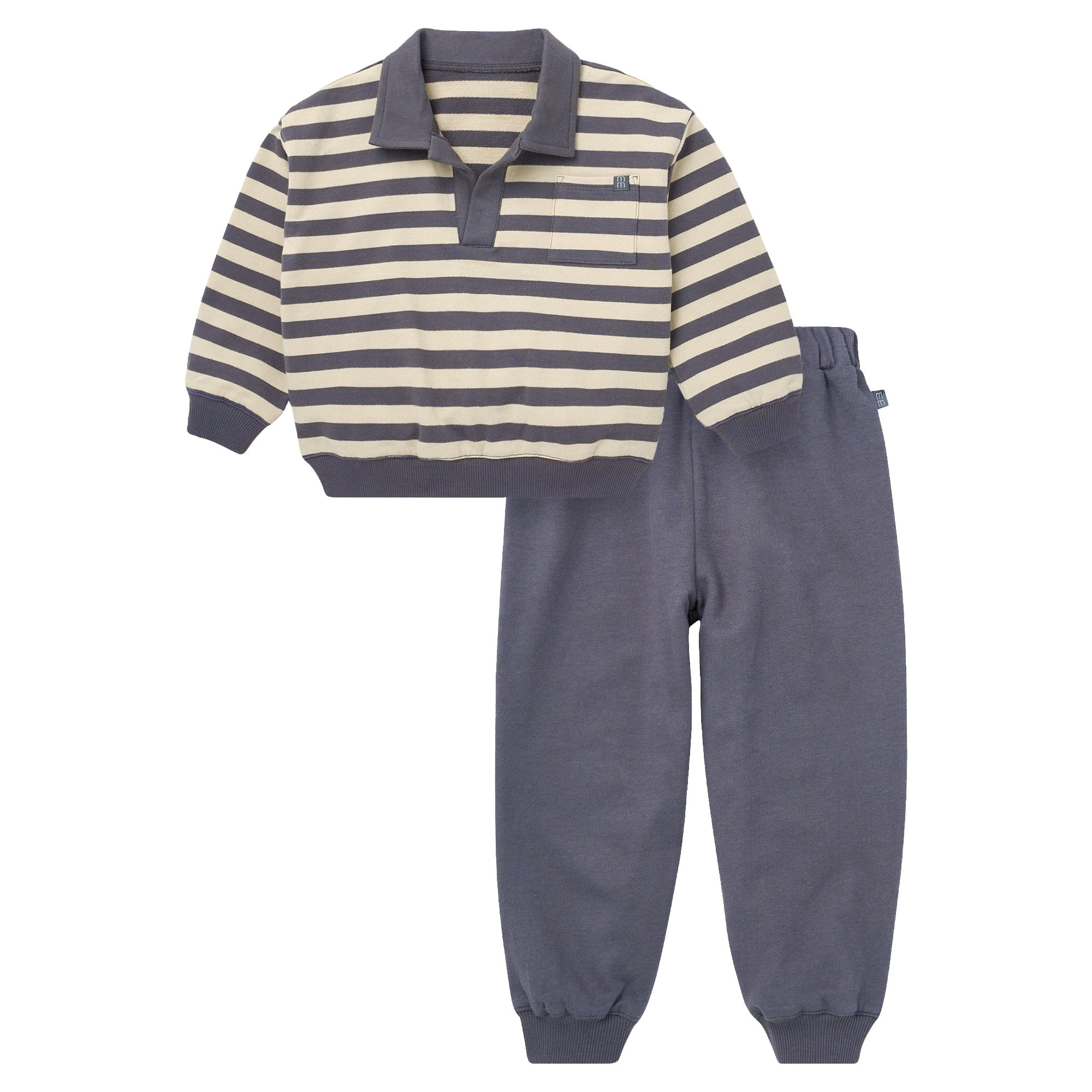Modern Moments by Gerber Toddler Boy Polo Sweatshirt and Sweatpant Outfit Set, Sizes 12 Months - 5T | Walmart (US)