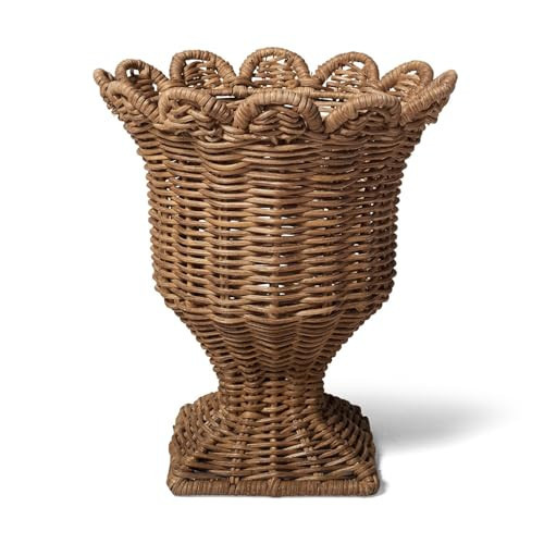 Sur La Table Handwoven Rattan Scallop Vase, Brown | Amazon (US)