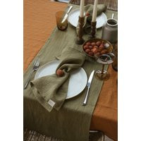 Olive Green Linen Napkin Set Of 2, Organic Natural Soft Dinner Napkins, Table Linens, Eco Friendly Square Custom Napkins | Etsy (US)