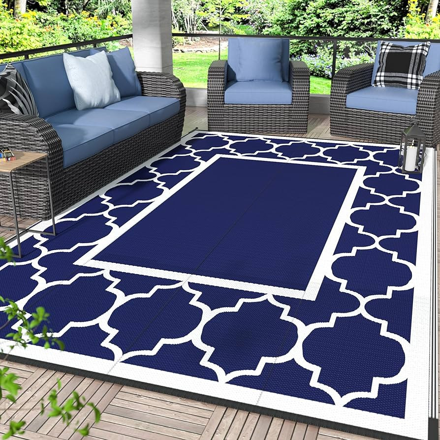 GENIMO Outdoor Rug 8' x 10' Patio Waterproof, Foldable Reversible Plastic Straw Area Rugs Mat for... | Amazon (US)