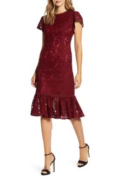 Lace Ruffle Hem Sheath Dress | Nordstrom