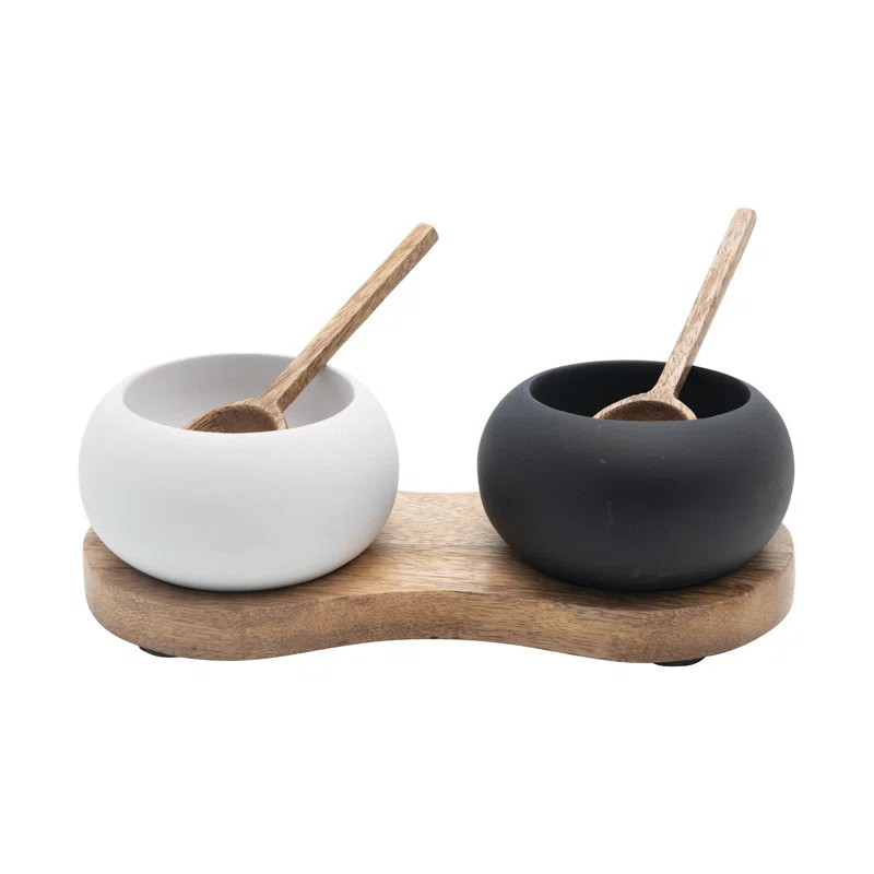 Bloomingville Mango Wood Tray Salt Cellar Set | Wayfair North America
