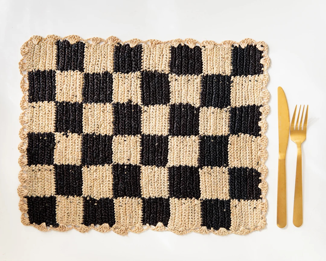 Raffia Rectangular Placemats, Black Woven Placemats, Colorful Table Mats, Decorative Placemats, M... | Etsy (US)