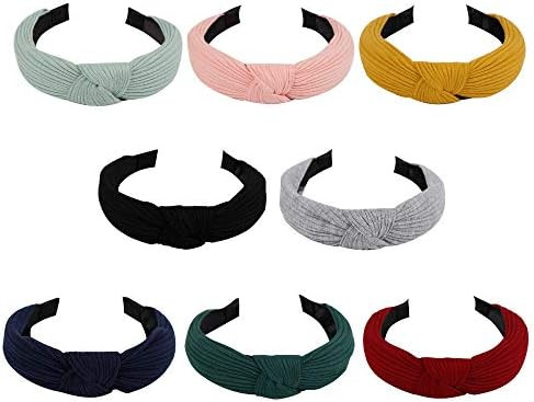 8 Pieces Wide Headbands Knot Turban Headband Hair Band Elastic Plain Fashion Hair Accessories for... | Amazon (US)