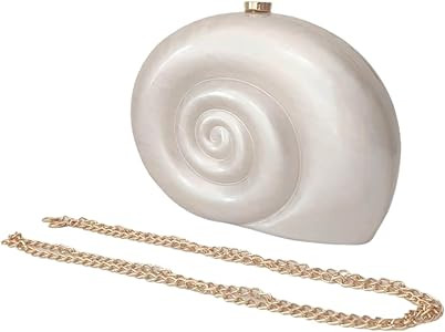 Women Pearl Acrylic Shell Purse Conch Acrylic Clutch Trendy Snail Shape Evening Handbag for Party... | Amazon (US)