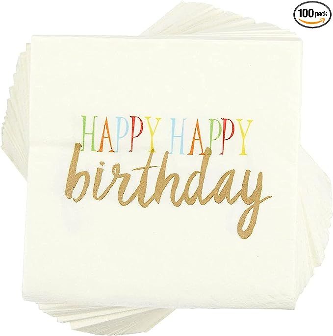 Amazon.com: Happy Birthday Rainbow Party Supplies Paper Napkins (5 x 5 In White 100 Pack) : Home ... | Amazon (US)
