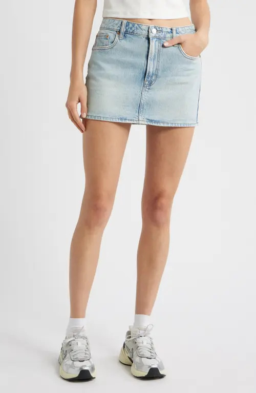 PacSun Chaya Mid Rise Denim Miniskirt in Light Indigo at Nordstrom, Size 27 | Nordstrom