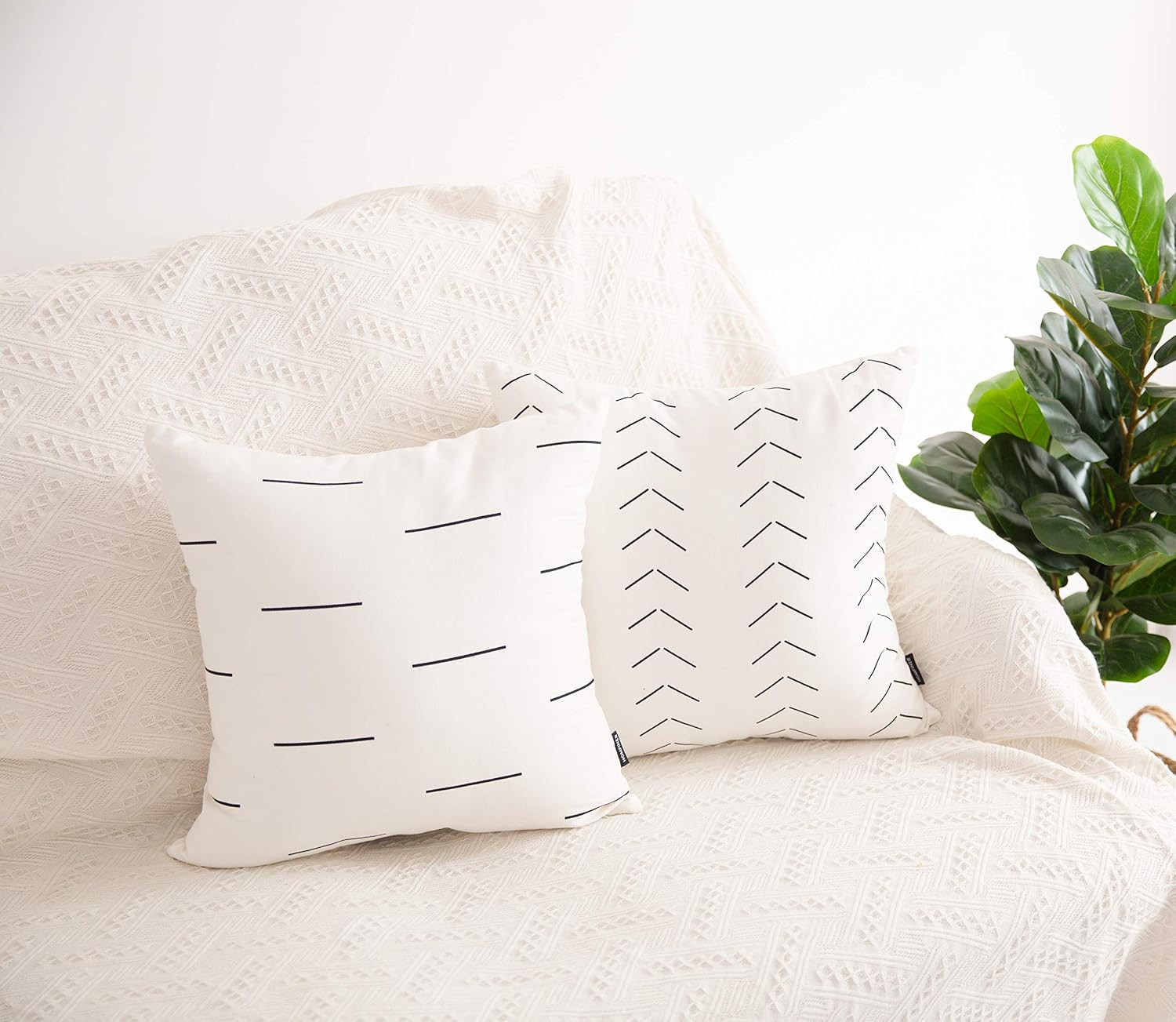 HOMFINER Decorative Throw Pillow Covers for Couch, Set of 6, 100% Cotton Modern Design Stripes Ge... | Amazon (US)