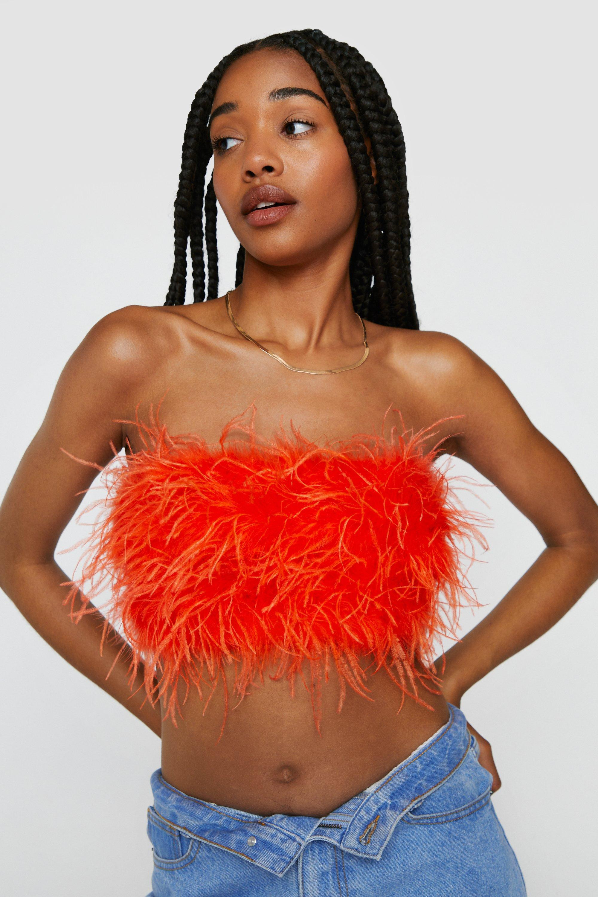 Feather Cropped Bandeau Corset Top | Nasty Gal (US)