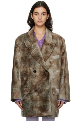 Acne Studios - Taupe Double-Breasted Tailored Coat | SSENSE