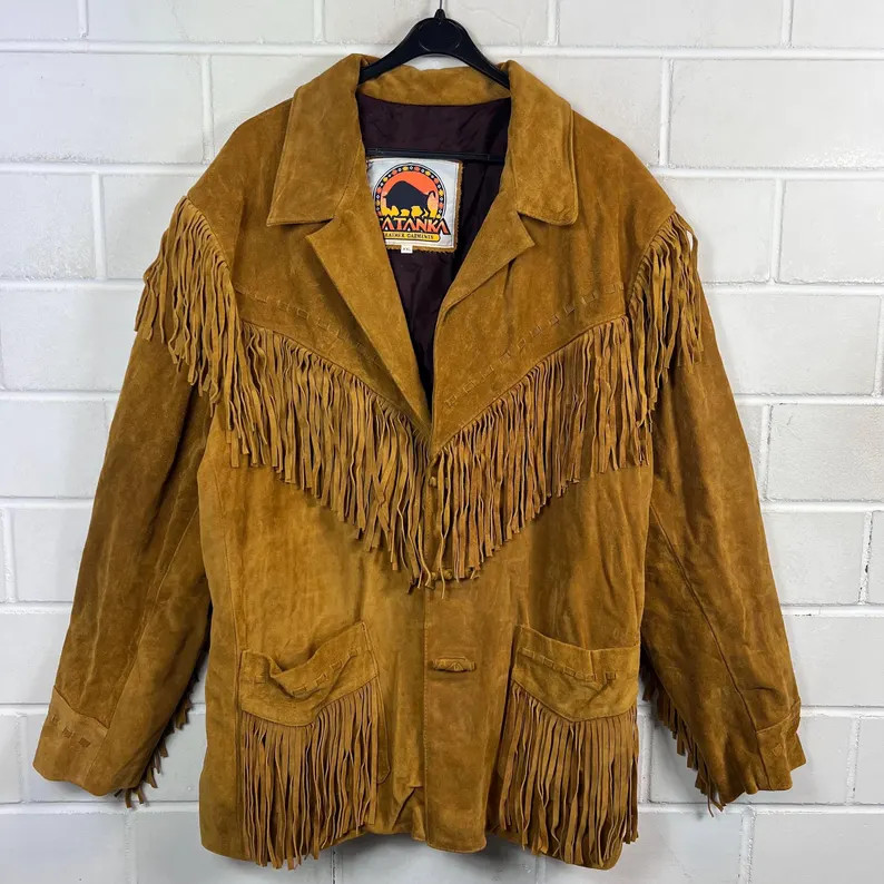 Vintage 90s Suede Jacket Fringe Jacket XXL Western Brown | Etsy (Global)