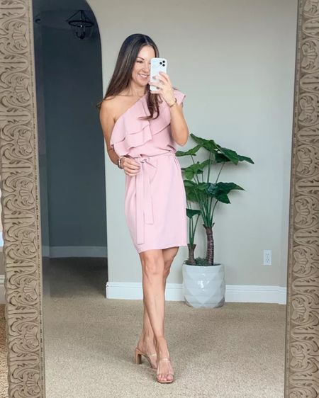 I love this one shoulder mini dress because you can wear it for spring family pictures, Easter, or even spring weddings!! Get more details on the blog: www.Everydayholly.com

amazon | spring dresses | mini dress | easter dress | womens fashion | ruffle dress | family photos | family outfits 

#LTKstyletip #LTKshoecrush #LTKunder50