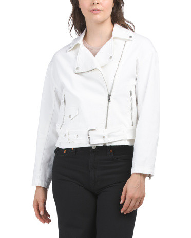 White Denim Moto Jacket | Marshalls