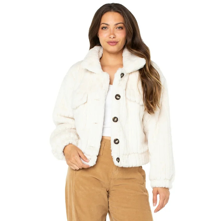 Celebrity Pink Faux Fur Button-up Jacket, Sizes XS-XXXL | Walmart (US)