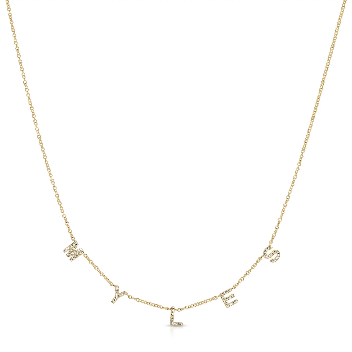 Diamond Multi Initial Necklace14k Rose Gold / 4 | EF Collection