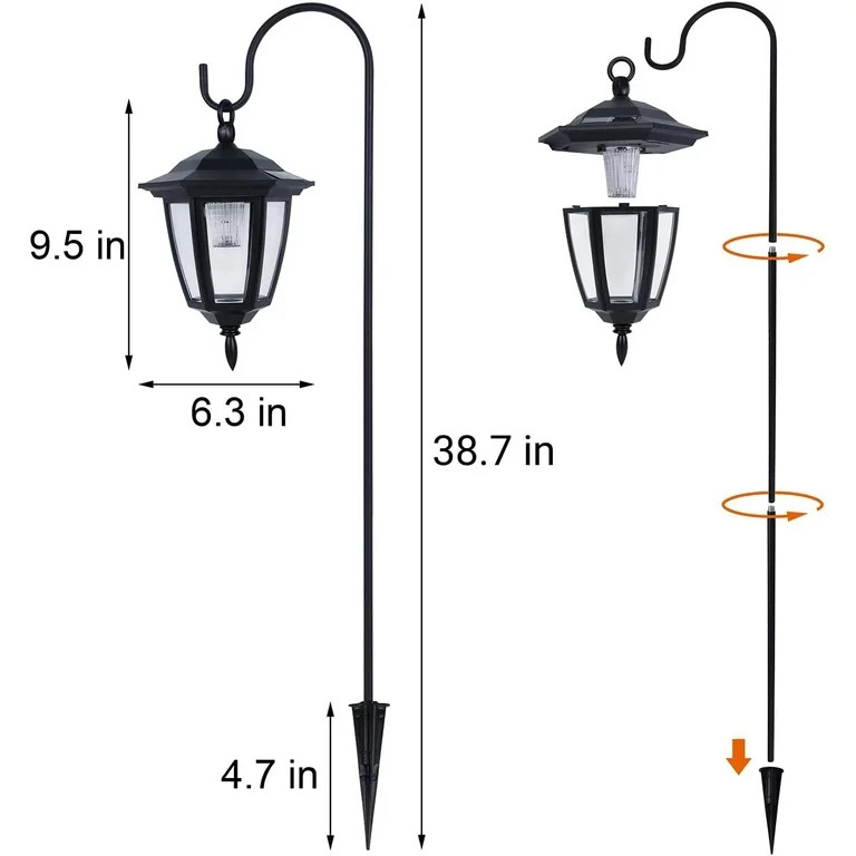 Dynaming 6 Pack Solar Hanging Lights Outdoor, Powered Garden Decorative Lanterns with x 38 Inch S... | Walmart (US)
