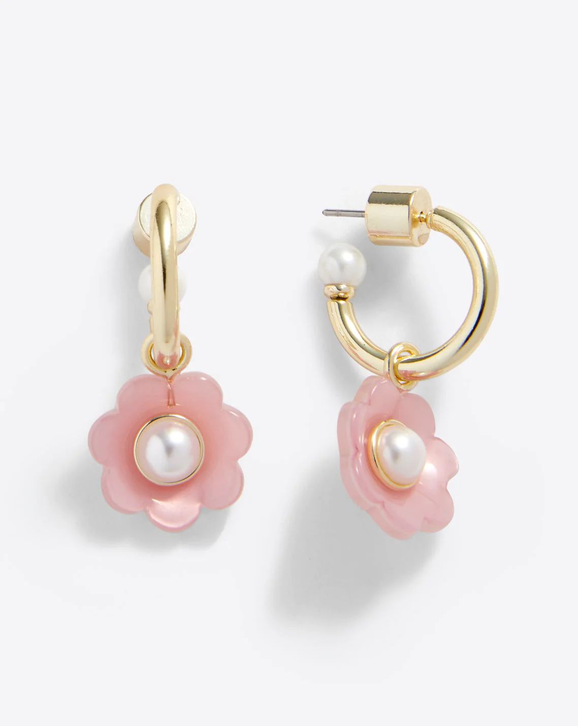 Hoop Earrings with Flower Drop in Light Pink | Draper James (US)