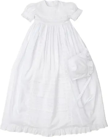 New Nicole Embroidered Cotton Christening Gown & Bonnet | Nordstrom